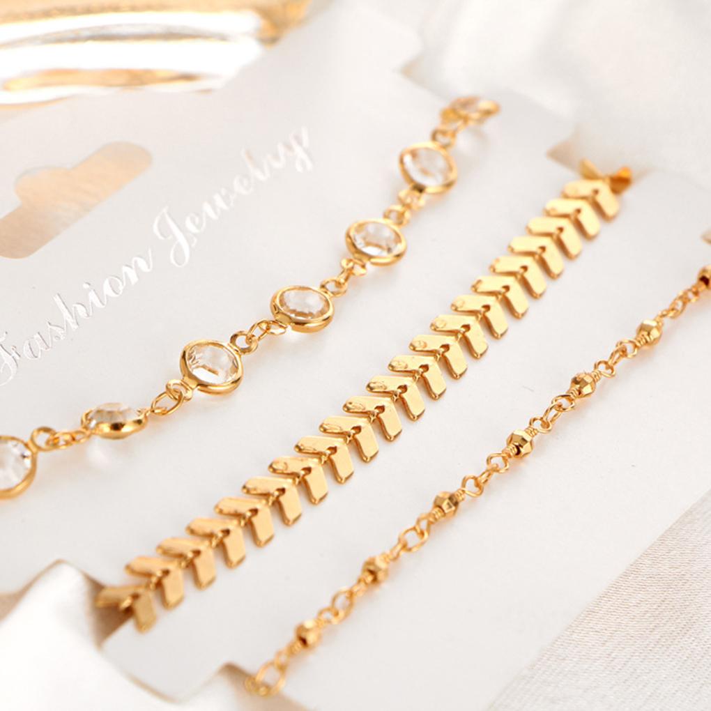 Set 3 Lắc Chân Đính Đá Pha Lê Thời Trang Mùa Hè Cho Nữ