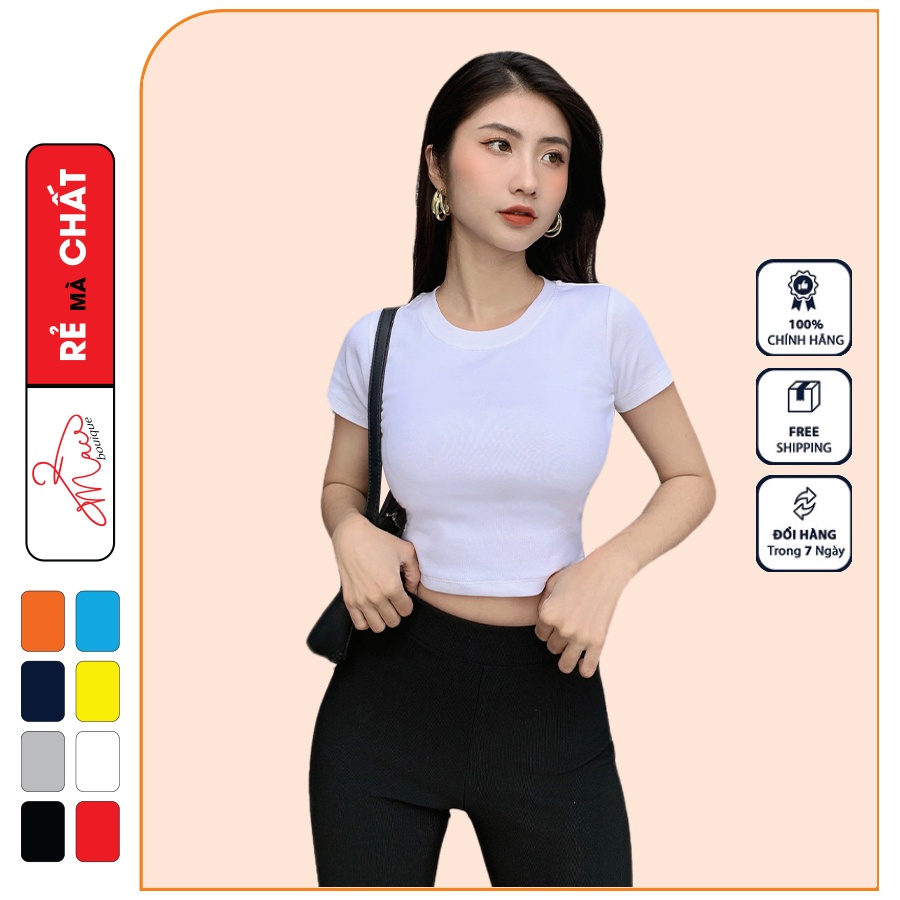 Áo Croptop nữ có cổ polo crop cổ tròn unisex dáng ôm cotton - MAC boutique