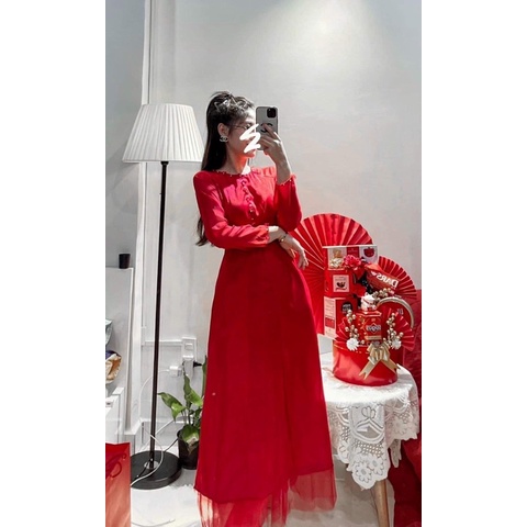 PASS ÁO DÀI TY CLOTHING SIZE S MẶC 1 LẦN CHỤP ẢNH K FIX