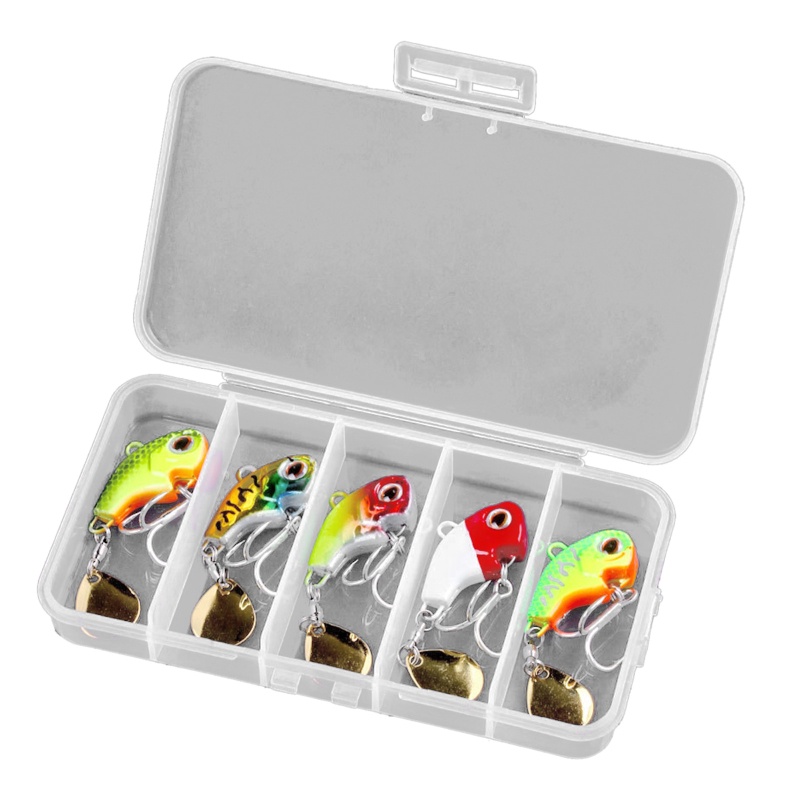 QQ Bộ 5 Mồi Giả Câu Cá Bằng Kim Loại Có Thể Xoay Được