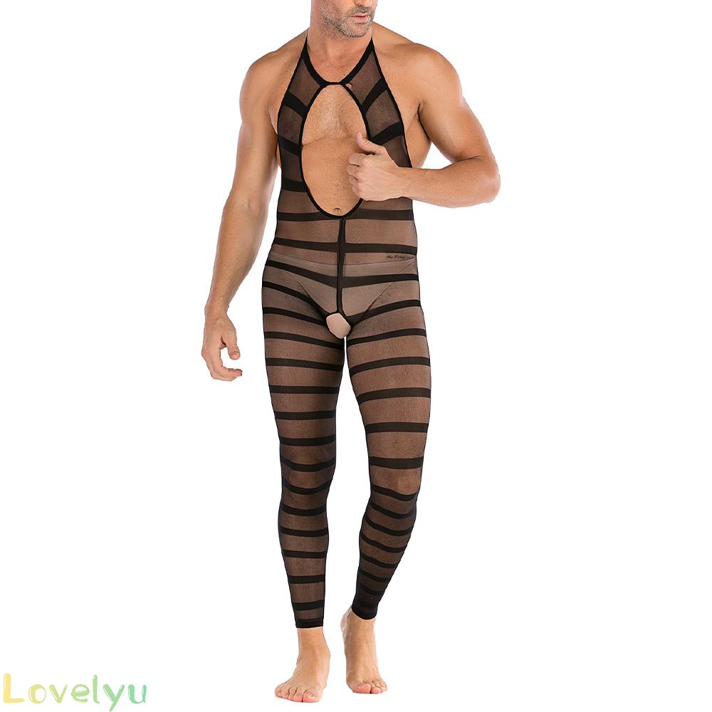 ⭐ Fast delivery ⭐Mens Lingerie Jumpsuit Leotard Male Mesh Nylon One Size Sexy Slim Slim Fit