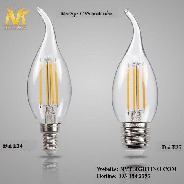 Bóng Đèn Led Edison C35 hình nến đui E14