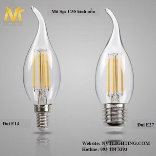 Bóng đèn led edison c35 hình nến đui e14