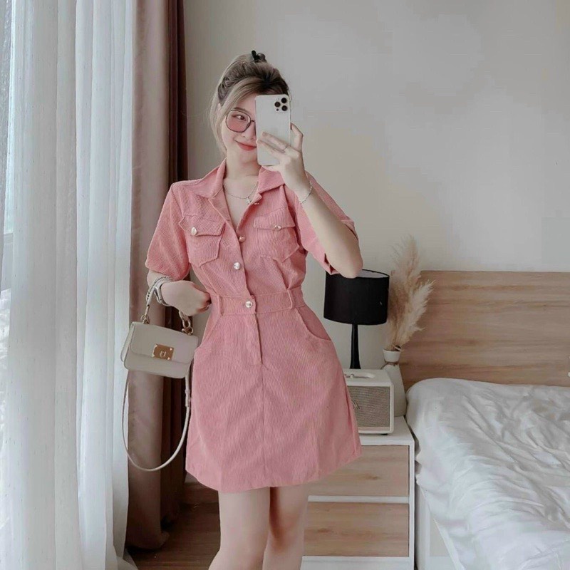 Đầm polo, đầm váy nữ thiết kế dáng ngắn mini chất liệu nhung tăm 4 màu xinh xắn đi làm đi chơi đều đẹp thời trang nữ hot