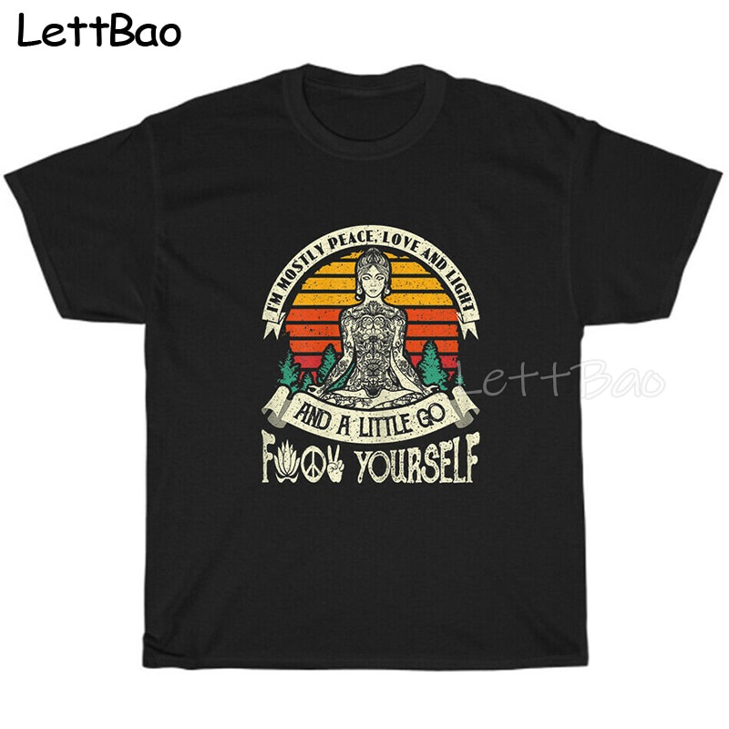 Áo Thun cotton In Chữ I 'M Most peace love and light & a little go Thời Trang Đường Phố Mùa Hè Cho Nam cl