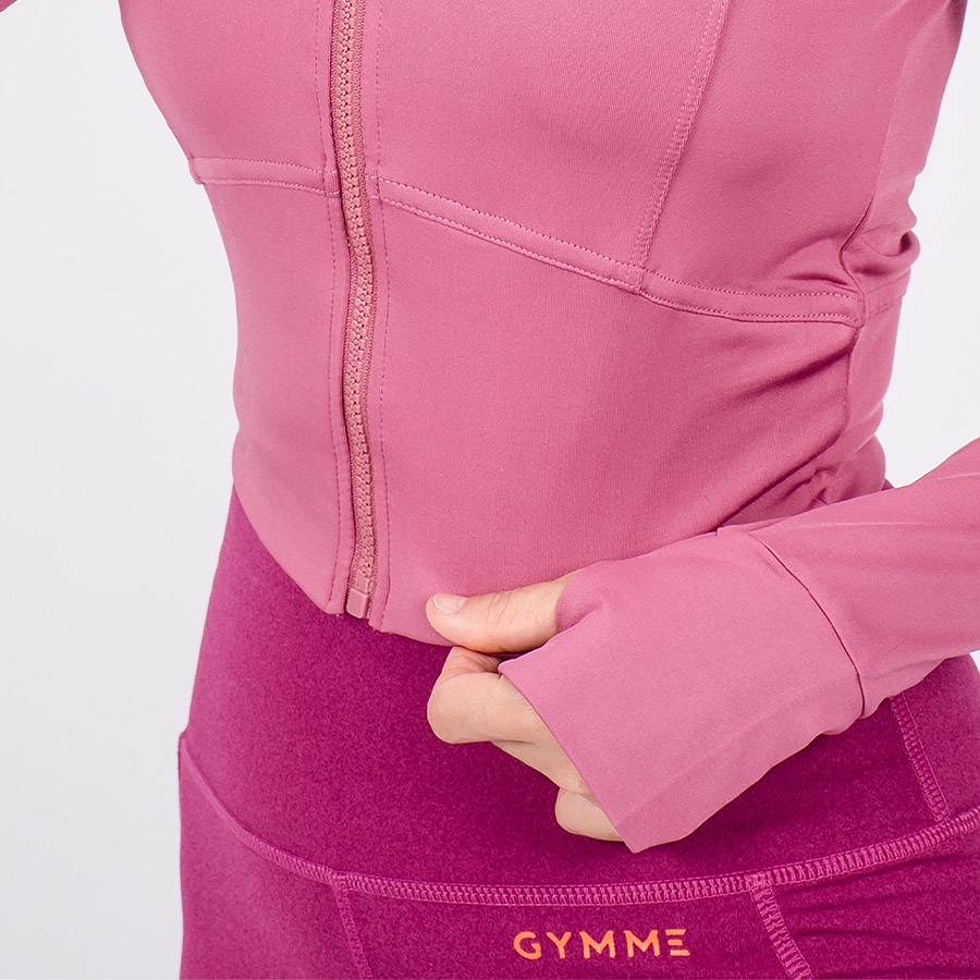 Áo Khoác Tập Gym nữ dài tay Gymme, đồ thể thao nữ croptop có dây kéo - 17104