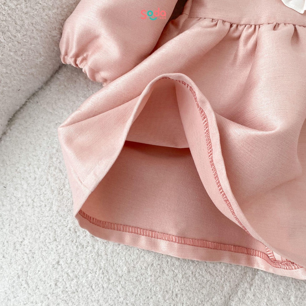Váy bé gái Callie Dress, thiết kế dáng babydoll tay bồng, cổ bèo đính đá tiểu thư, xinh xắn SODA KIDS