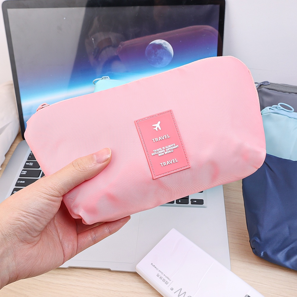 Túi Đựng Dây Cáp / Tai Nghe / Mỹ Phẩm Có Khóa Kéo Tiện Dụng Khi Đi Du Lịch