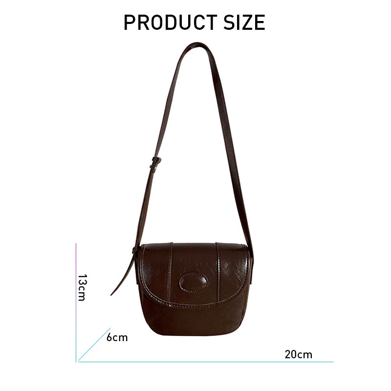 Mischa Túi Đeo Chéo Vai Da Bóng Màu Trơn Phong Cách retro Hàn Quốc