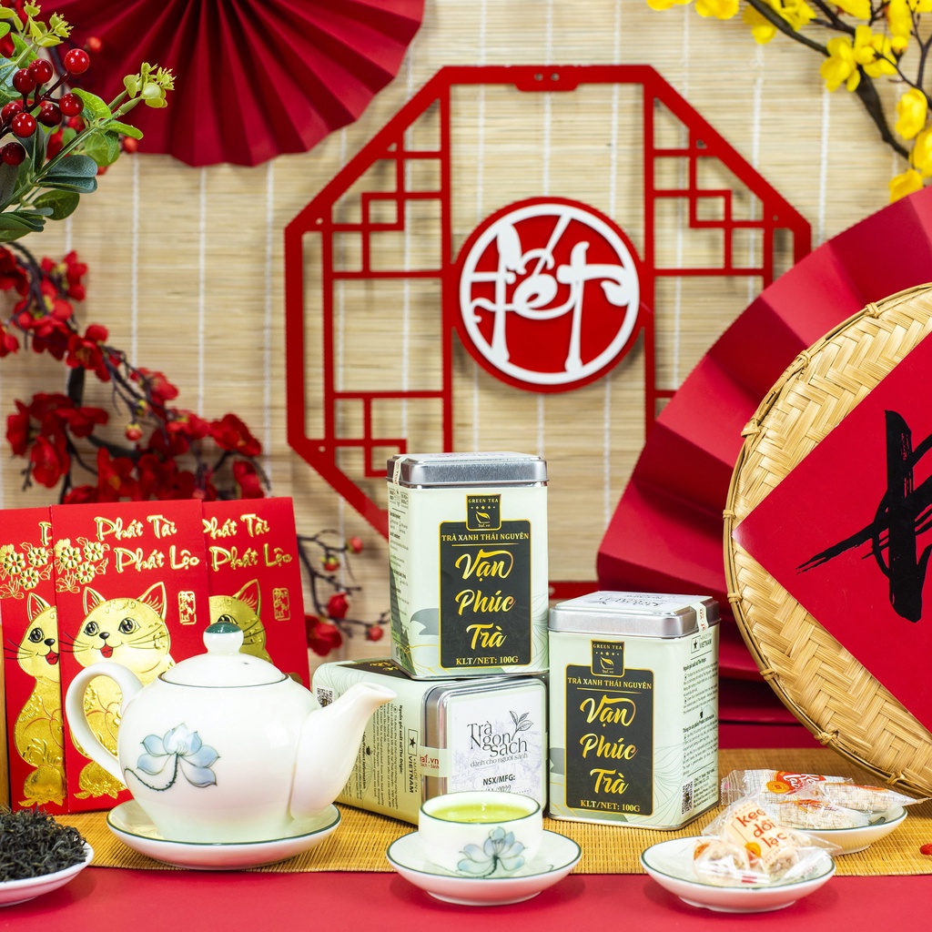 Chè Thái Nguyên VietGAP, Trà Móc Câu Hảo Hạng, Trà Bắc Thái Nguyên Ngon, Vạn Phúc Trà Traf Vina Hộp Thiếc 100G
