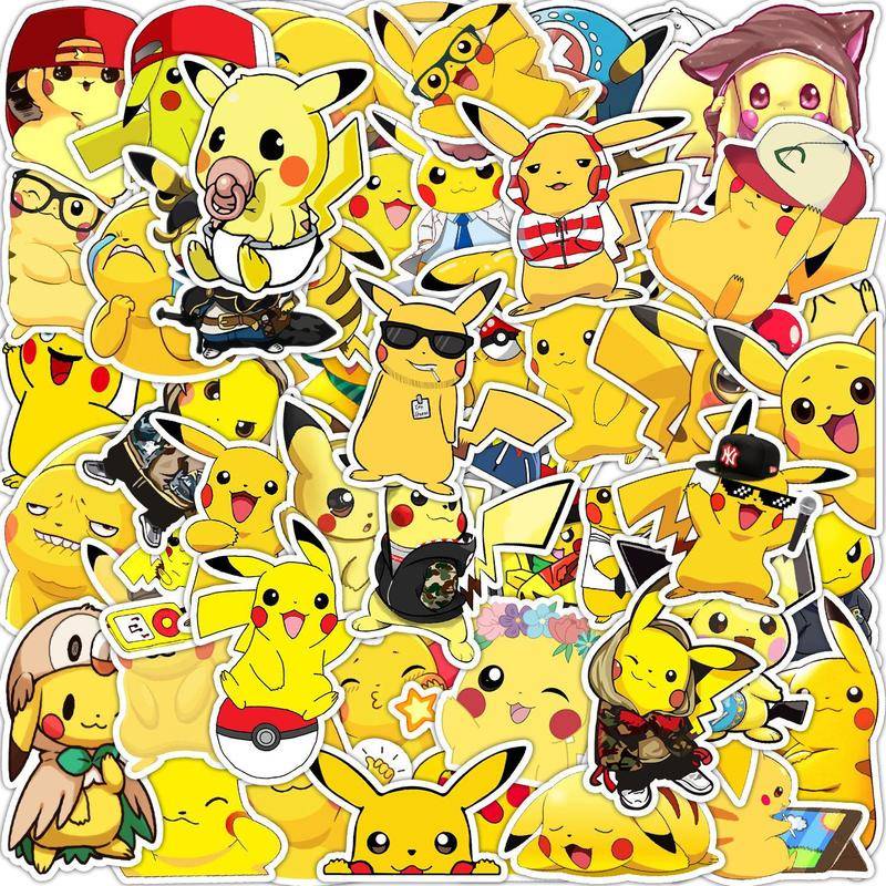 Nhãn dán Pokemon Pokemon Pikachu (50 tờ / 100 tờ không lặp lại) Nhãn dán chống nước hoạt hình Anime|