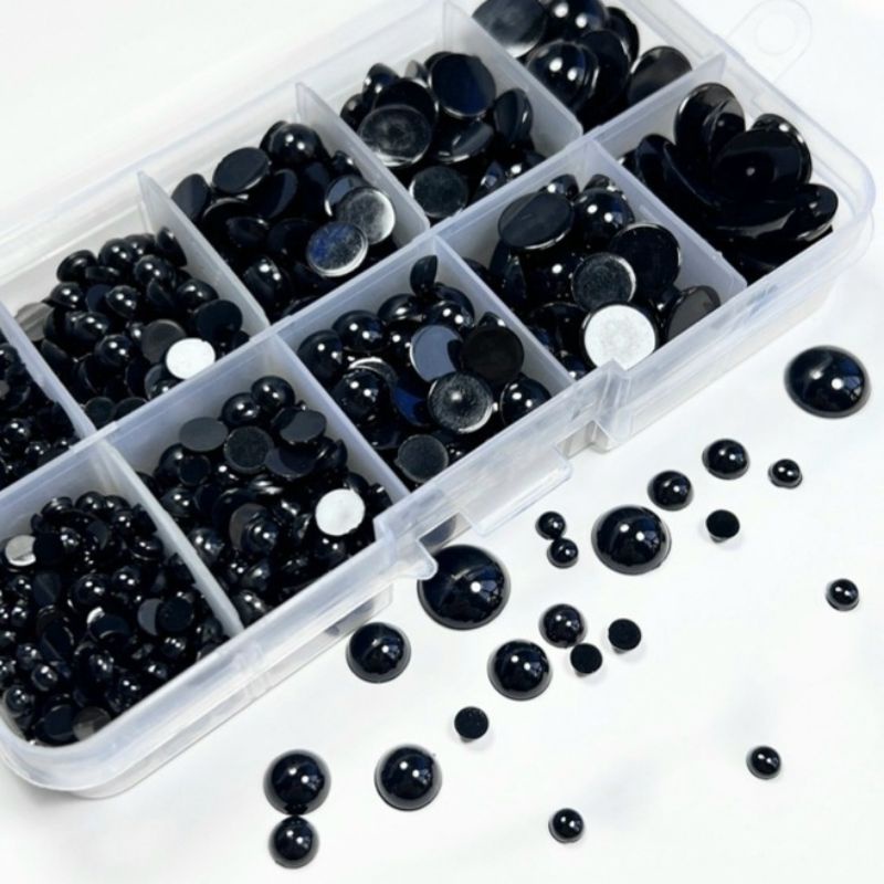 100 mắt dán đen từ 3_12mm cho búp bê/gấu