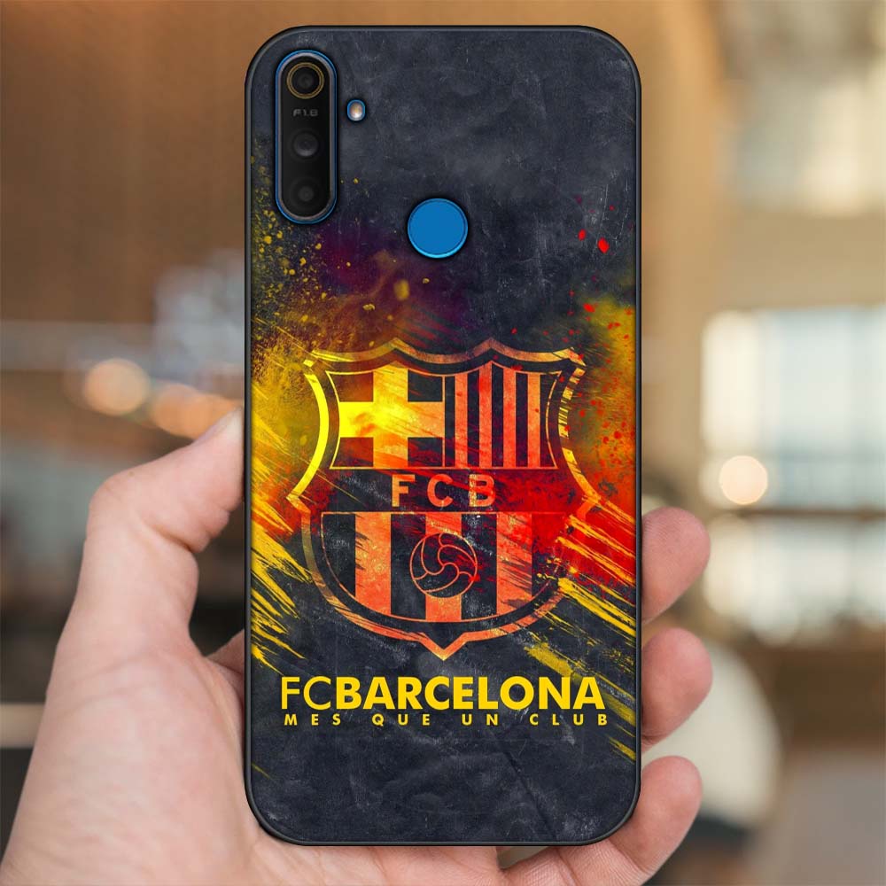 Ốp lưng Realme C3 viền đen in hình Barcelona Barca