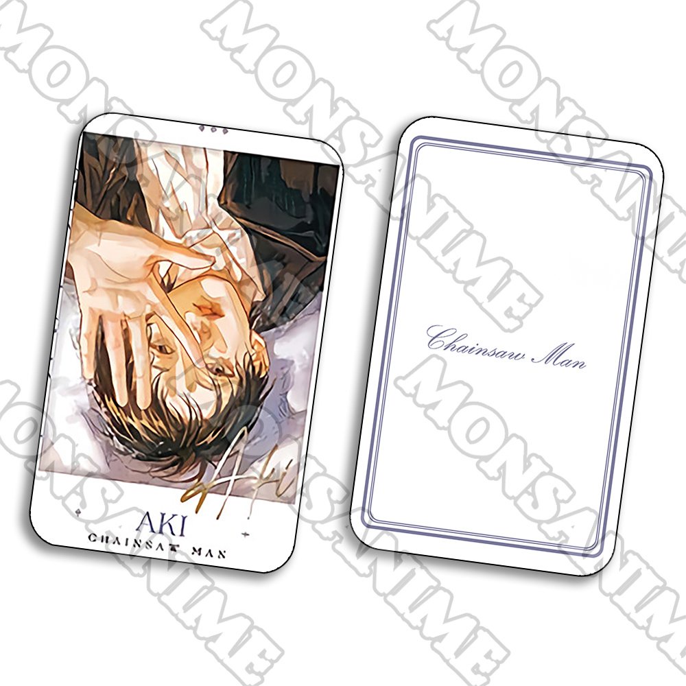 Ảnh card bo góc in hình CHAINSAW MAN Thợ săn quỷ ver Mắt Đậm thẻ bo viền 5*8cm anime chibi sưu tầm 1 tấm