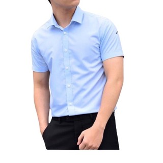 Áo Sơ mi cộc tay nam trơn, chất lụa mềm dáng ôm nhẹ cho nhiều lứa tuổi