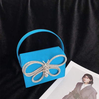 Ví Cầm Tay Satin Đính Kim Cương Hình Vuông Họa Tiết Bướm Lấp Lánh Thanh Lịch Dành Cho Nữ