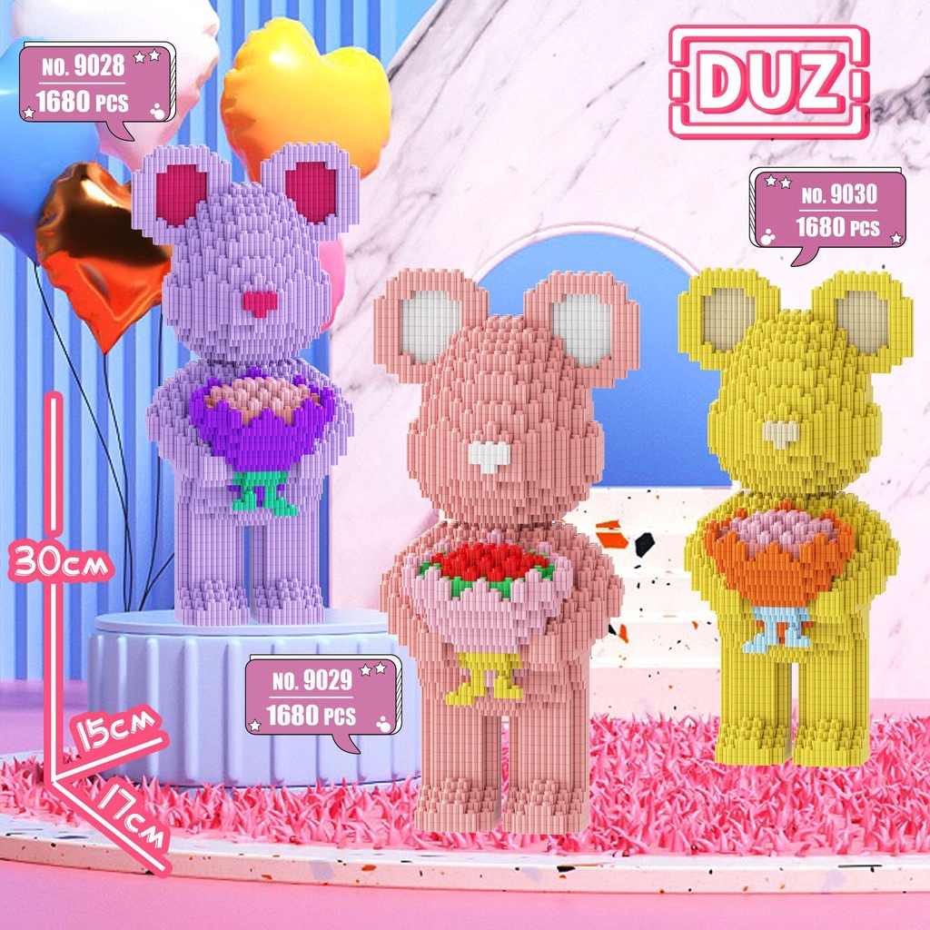 Lắp ráp bearbrick 30cm 35cm, bộ đồ chơi lắp ráp mô hình 3d, mô hình lắp ráp nhân vật hoạt hình, xếp hình mini 3d cho bé
