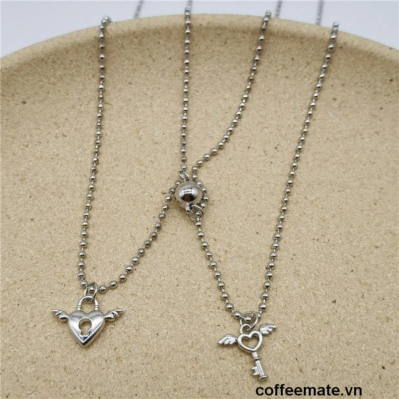 【coffeemate】⚡Vòng cổ Chuỗi Hạt Tròn Có Khóa Nam Châm Thiết Kế Đơn Giản Thời Trang Cho Cặp Đôi