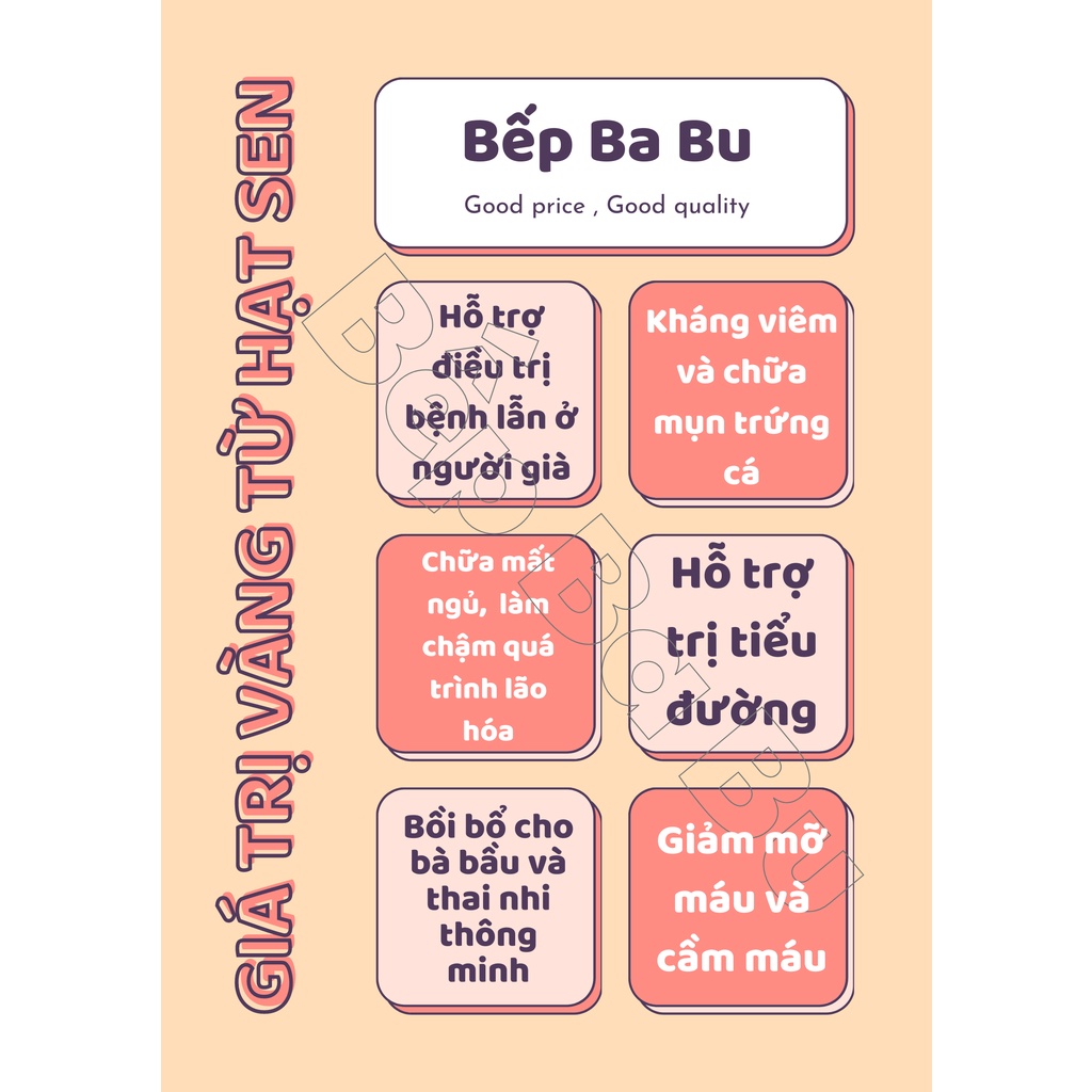 Hạt sen nguyên chất thơm ngon, bổ dưỡng Bếp Ba Bu
