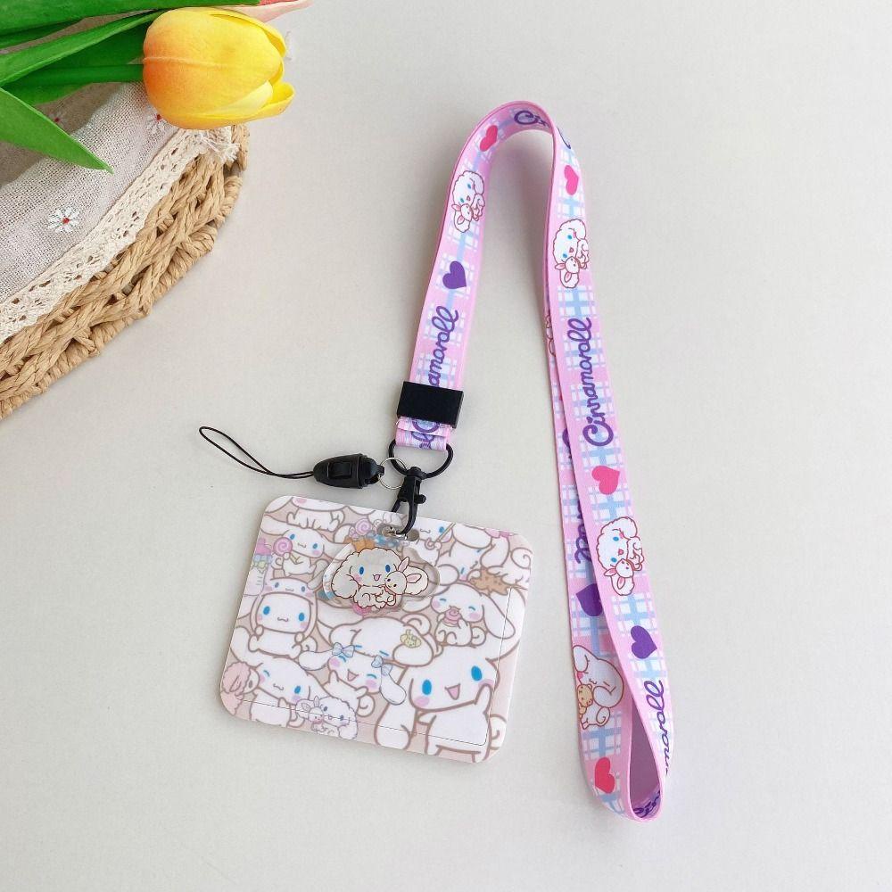 Vỏ Bọc Thẻ ID / Thẻ ID / Móc Khóa Hình Mèo Kitty / Cinnamoroll / Chó Kèm Dây Đeo Dễ Thương Cho Học Sinh