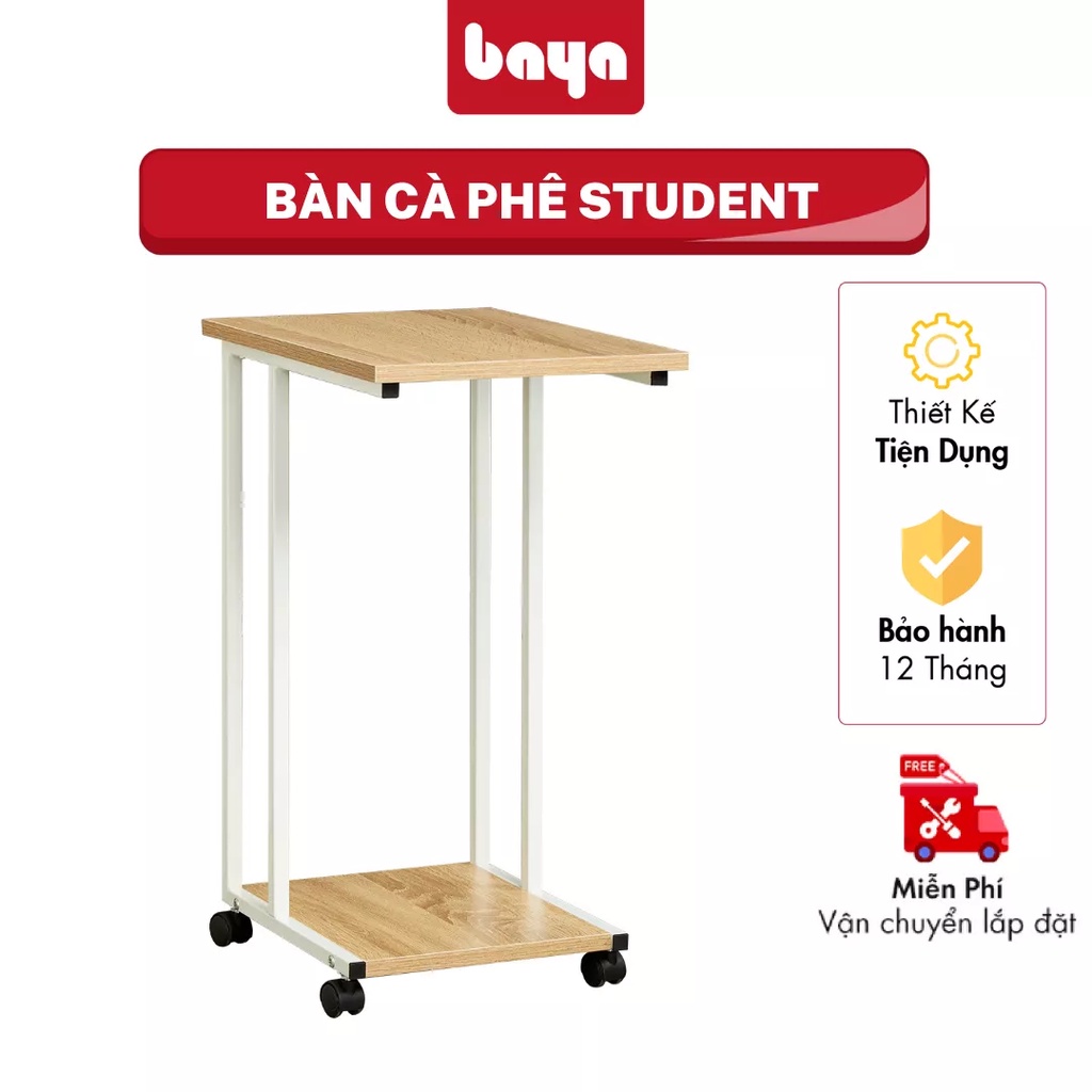 Bàn Cà Phê BAYA STUDENT, Hai Màu Gỗ Sáng Và Nâu Đen, Kích Thước D40xW30xH60 2001079 2001078