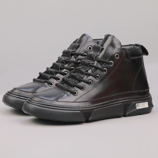 Giày sneaker nam baritta cổ lửng da nappa đế cao su đúc tăng chiều cao 4cm - st06đen