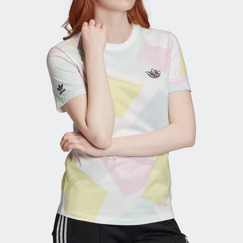 Áo Thun Thể Thao Adidas 100% Cotton Ngắn Tay Phối Màu Tương Phản Cá Tính Cho Nữ