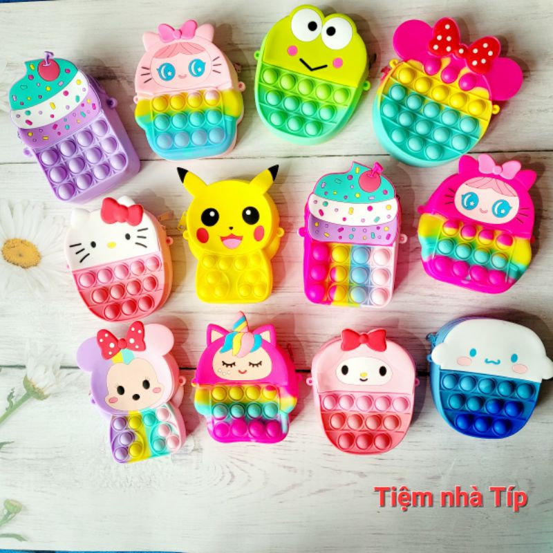 [Sỉ] 10 Túi Pop It, Combo 10 Túi Popit Đeo Chéo Cho Bé (Mix mẫu)