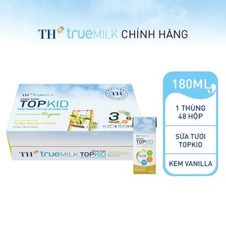 TH*true MILK Thùng 48 hộp 180ml Sữa Tươi Công thức TOPKID Organic KEM VANILA TỰ NHIÊN