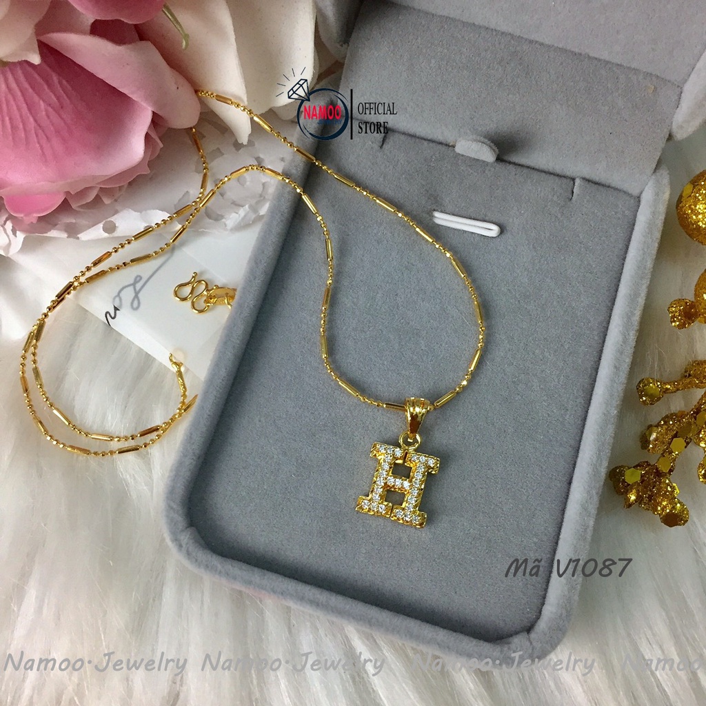 Dây Chuyền V1087 Mang Phong Cách Thời Trang Trẻ Trung Cá Tính , Mặt Đính Đá Tinh Xảo Namoo Jewelry