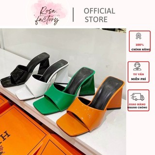 Giày guốc cao gót tam giác quai ngang khuyết mũi vuông ROSA CG-0585