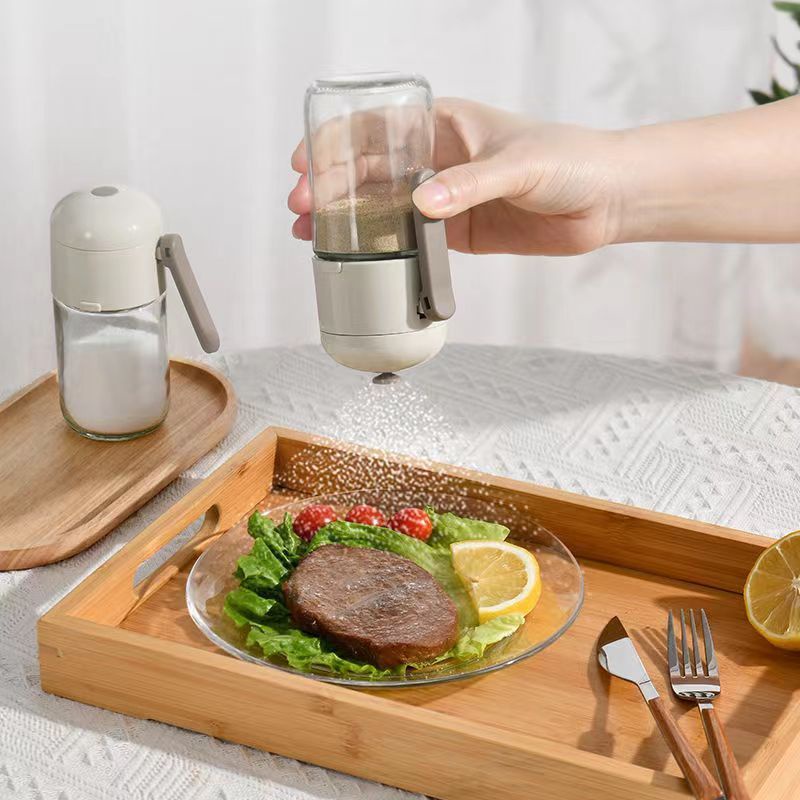 Quantitative Salt Jar Seasoning Box Glass Kitchen Spice Jar Moisture-Proof Sealed Seasoning Jar Home