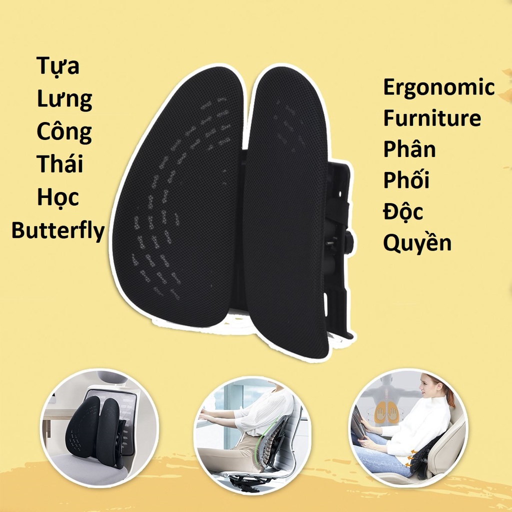 Tựa Lưng văn phòng Công Thái Học Đệm Tựa Lưng Làm Việc Học Tập Thiết Kế Kiểu Dáng Butterfly