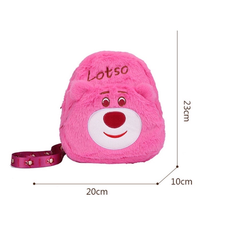Túi bao tử gấu dâu hồng cute đáng yêu, túi đeo chéo mini thời trang cho bé họa tiết gấu Lotso dễ thương De Pẻierl