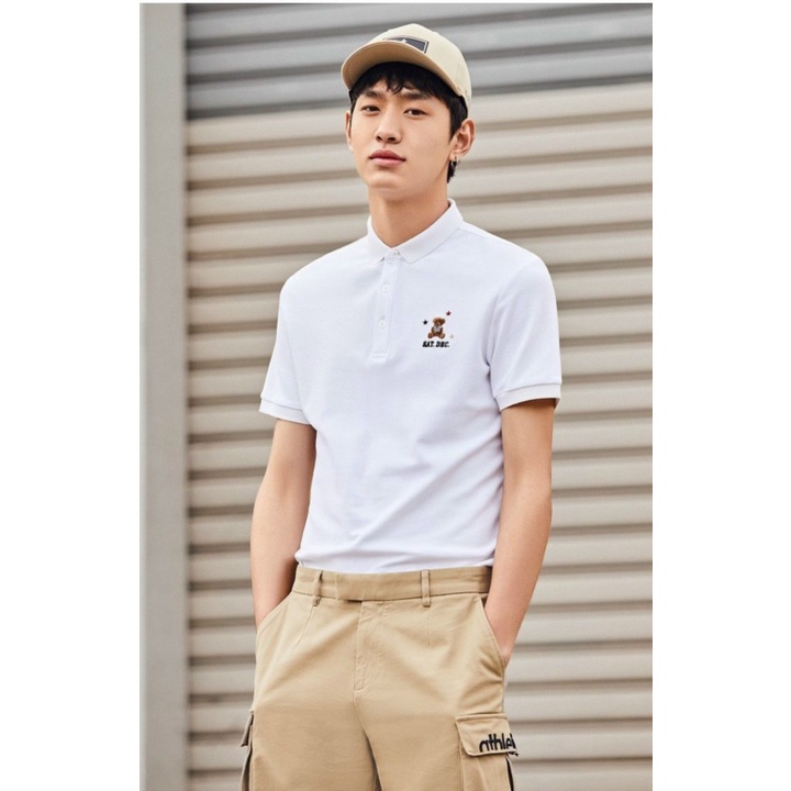 Áo Thun Nam, Áo Polo Nam Có Cổ Cotton THÊU GẤU cực đẹp trắng đen sang trọng lịch lãm