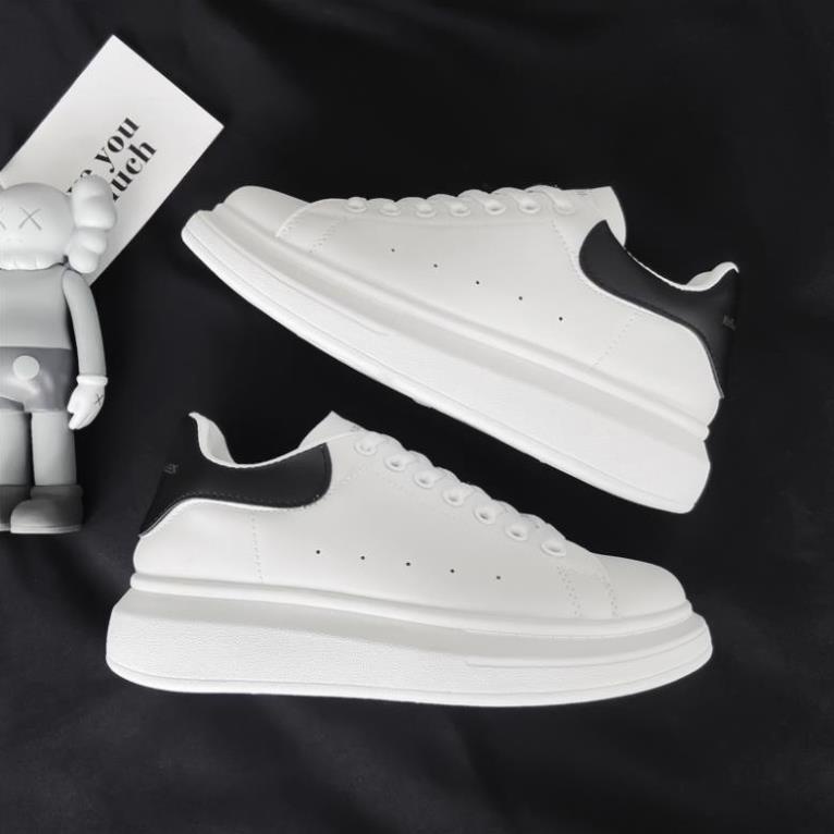 Giày Mc Queen, giầy thể thao nữ màu trắng đi học, độn đế, sneaker đế cao 4cm ! a