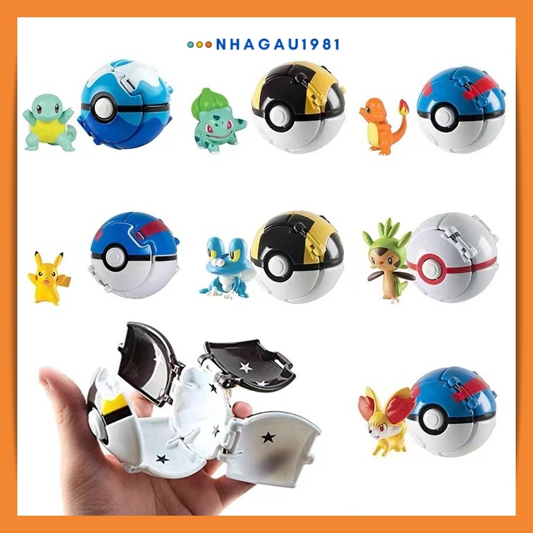Set 4 Bóng Bật Nảy Pokemon Có Thú Pikachu Full Box Tặng Kèm Túi Bài Pokemon Phản Quang Shop Nhagau1981