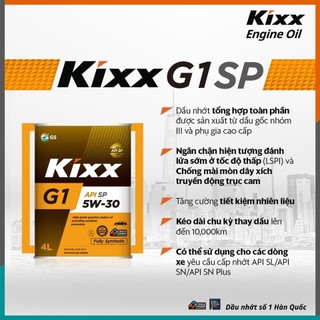 Nhớt ô tô động cơ xăng tổng hợp toàn phần cao cấp Kixx G1 5w30