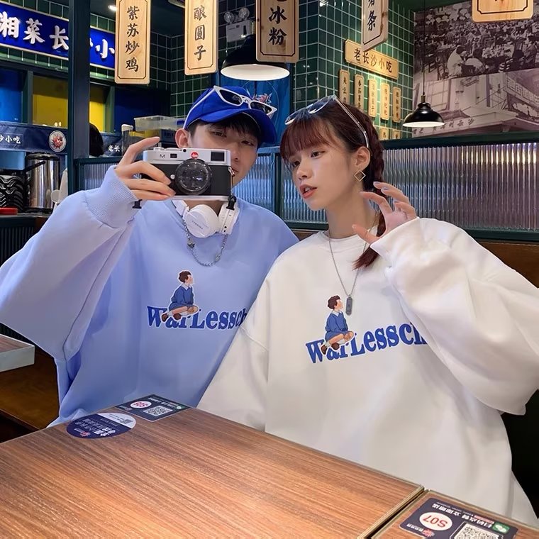 Áo sweater Tay Dài In Chữ Phong Cách hip hop Đường Phố Hàn Quốc Cỡ Lớn M-5XL Cho Nam