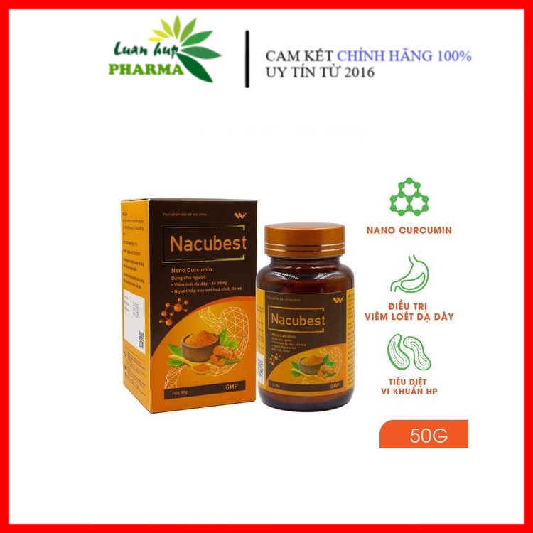 NACUBEST 50mg - Nghệ Nano Curcurrmin 20% của Viện Hàn Lâm - Có thể pha uống cùng nước ấm, sữa chua, mật ong, đắp mặt...