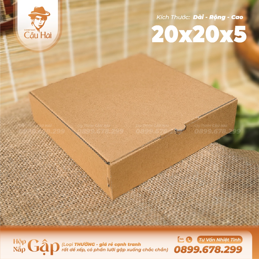 Set 20 hộp carton nắp GẬP 20x20x5