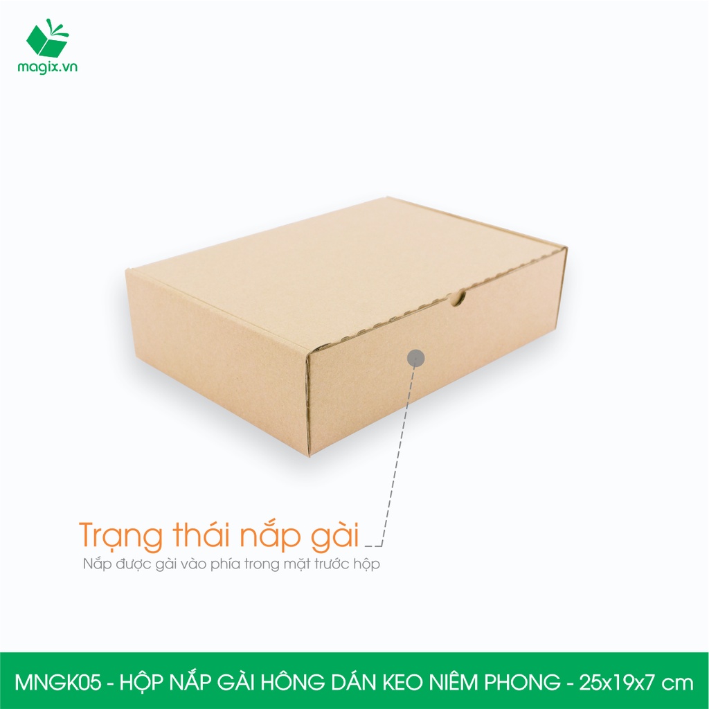 MNGK05 - 25x19x7cm - Combo 20 hộp nắp gài hông - Có keo niêm phong - Thùng carton đóng hàng