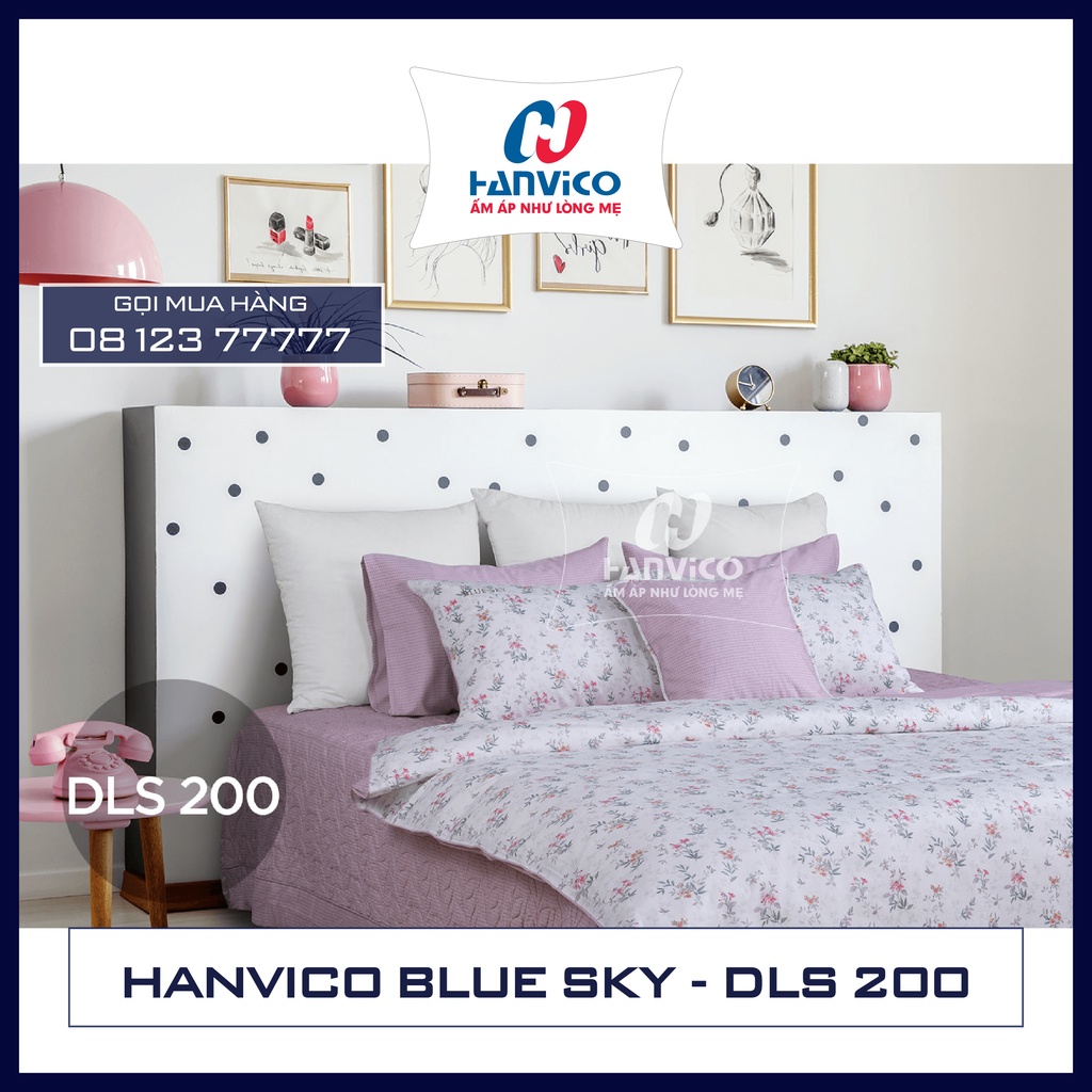 ☀️ Bộ Chăn Ga Gối ☀️ Hanvico Blue Sky DLS200, Chất liệu - Cotton cao cấp