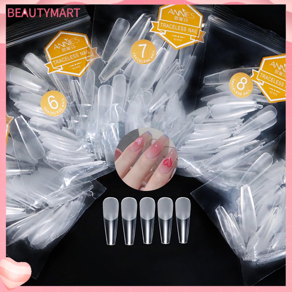 Túi 50 Móng Tay Giả Trong Suốt Siêu Mỏng Hình Chữ T Cho Nữ
