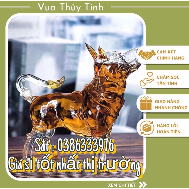 Bình thủy tinh cao cấp 12 con giáp - mẫu Con Chó 1000ML