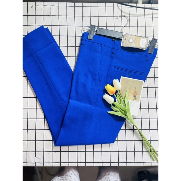 Quần tây nam màu xanh coban vải không nhăn k xù, không bai màu