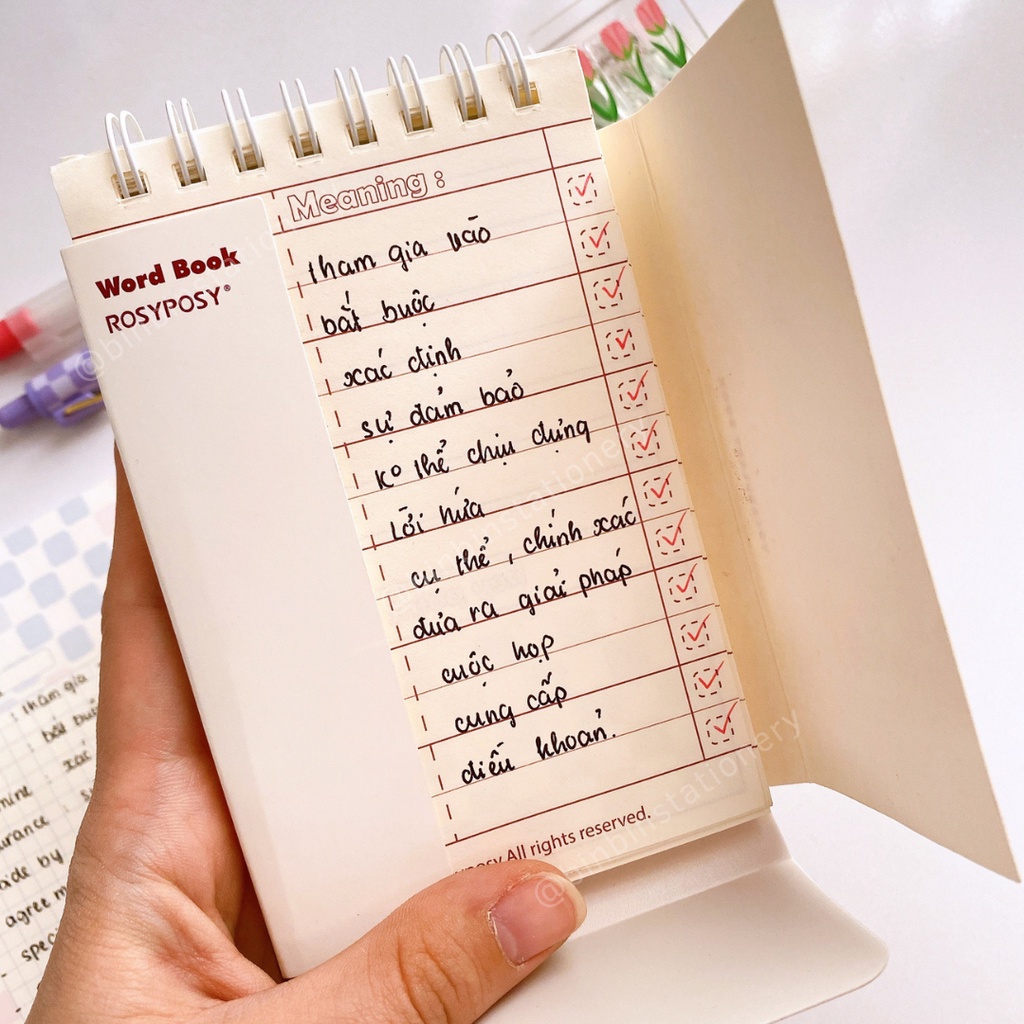 Sổ tay ghi chú từ vựng Rosy Pony Word Book phong các Retro, có thể đứng được STGC