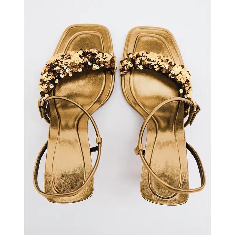 ORDER 🎊 ZR giày cao gót sequin nhũ vàng đồng