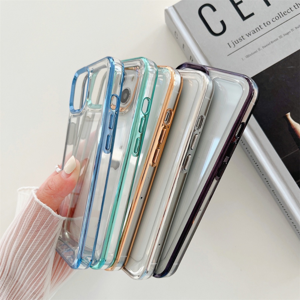 Ốp Điện Thoại TPU Dẻo Trong Suốt Mạ Điện Nhiều Màu Sang Trọng Chống Sốc Cho IPhone 14 13 12 11 Pro max
