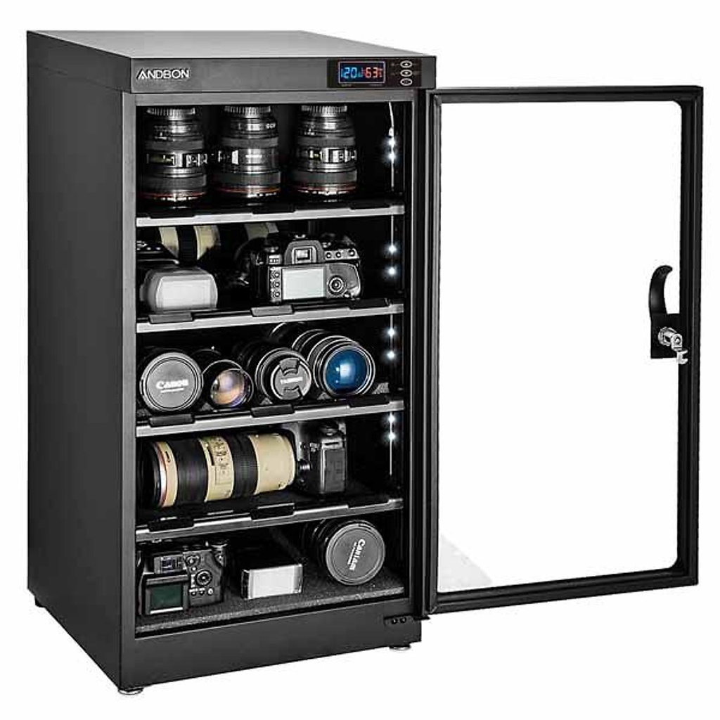 Tủ chống ẩm Andbon AD-100S (100 lít), hộp hút, chống ẩm HLSTUDIO, dùng chống ẩm máy ảnh, công nghệ cao, tiết kiệm điện